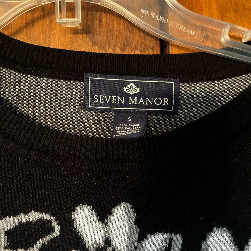 Seven Manor Black & White Floral Crewneck Sweater - Picture 3 of 4